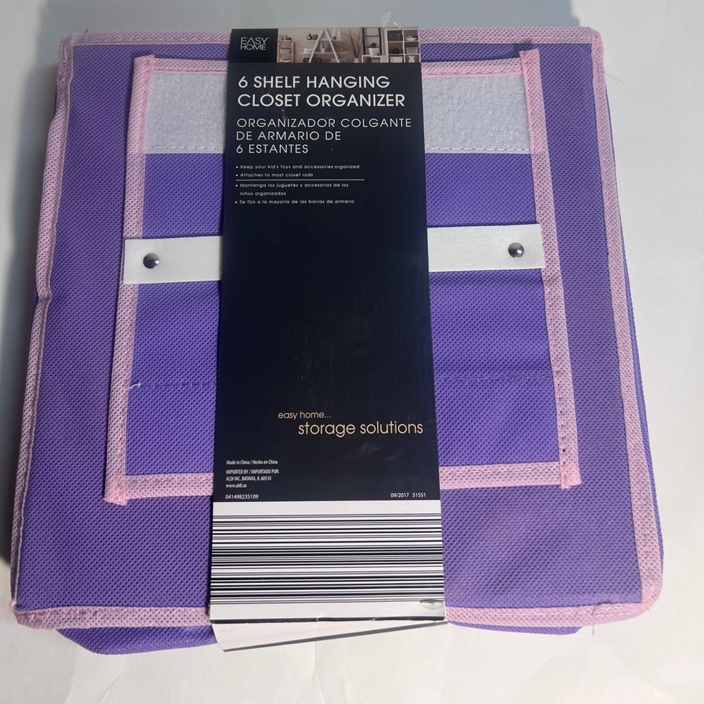 Easy Home 6 Shelf Hanging Closet Organizer Purple and Pink